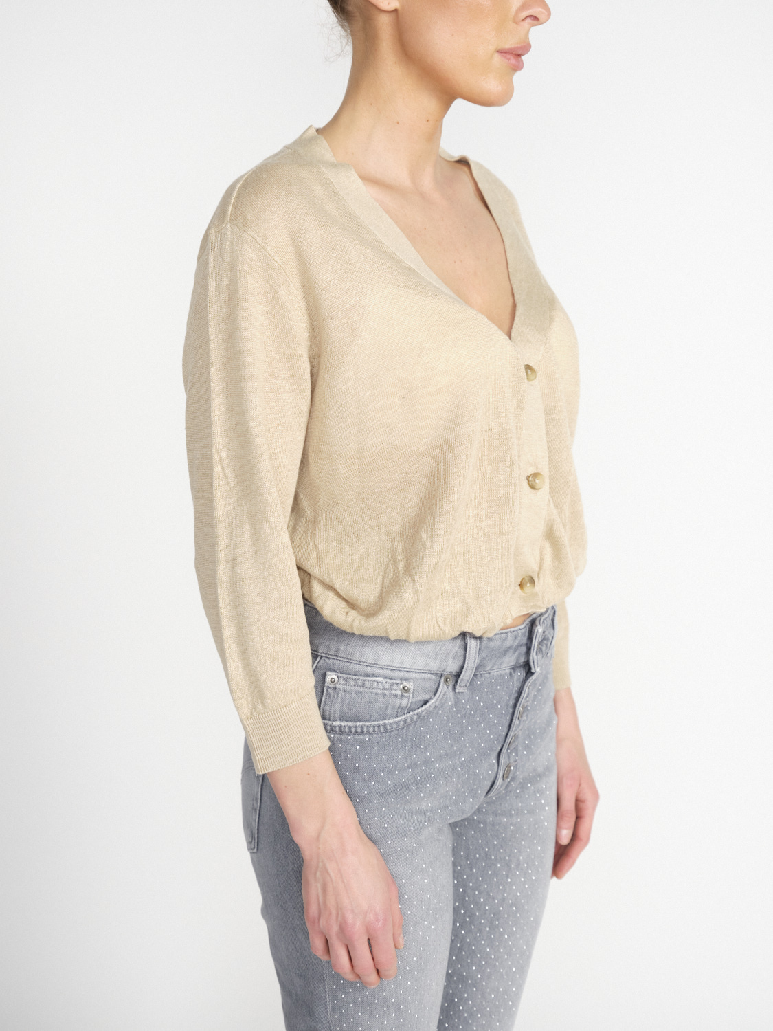 R13 Balloon - Cardigan cropped in lino   beige S