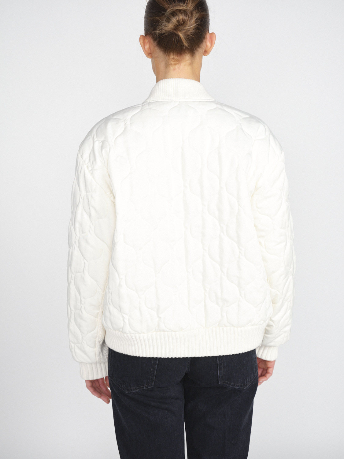 Simkhai Rollins Bomber - Cotton bomber jacket with knitted trim  creme M