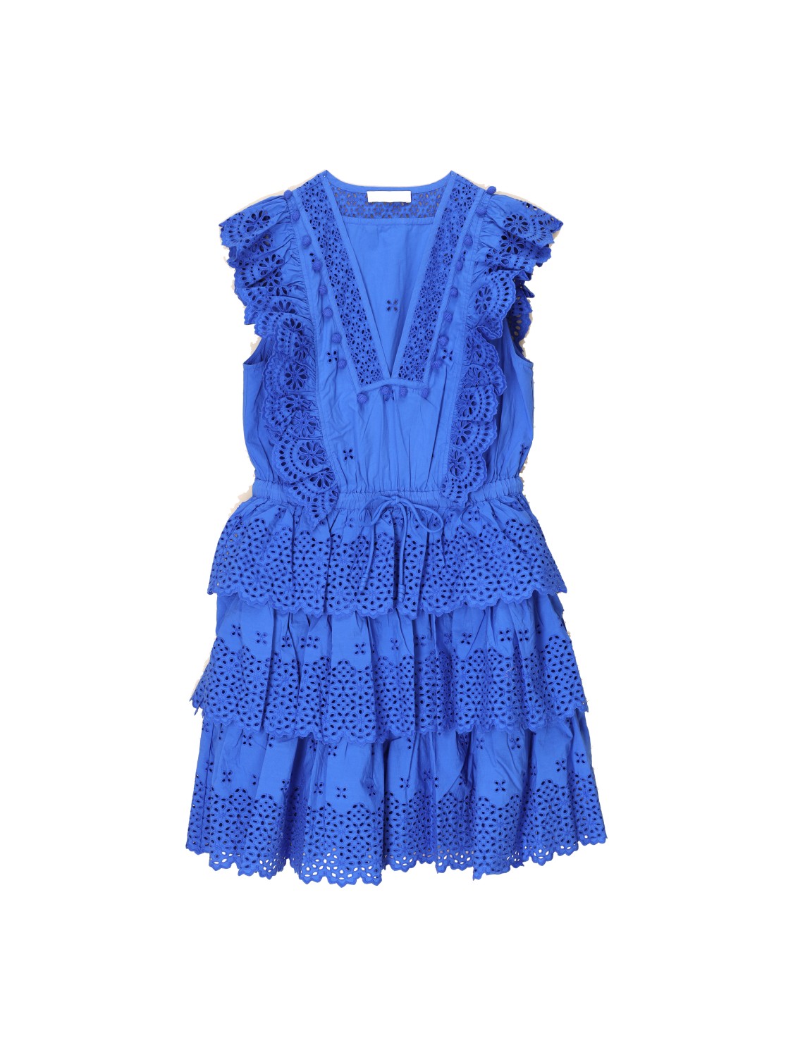 Ulla Johnson Lilith Dress - Mini dress made of cotton with an openwork pattern  blue 36