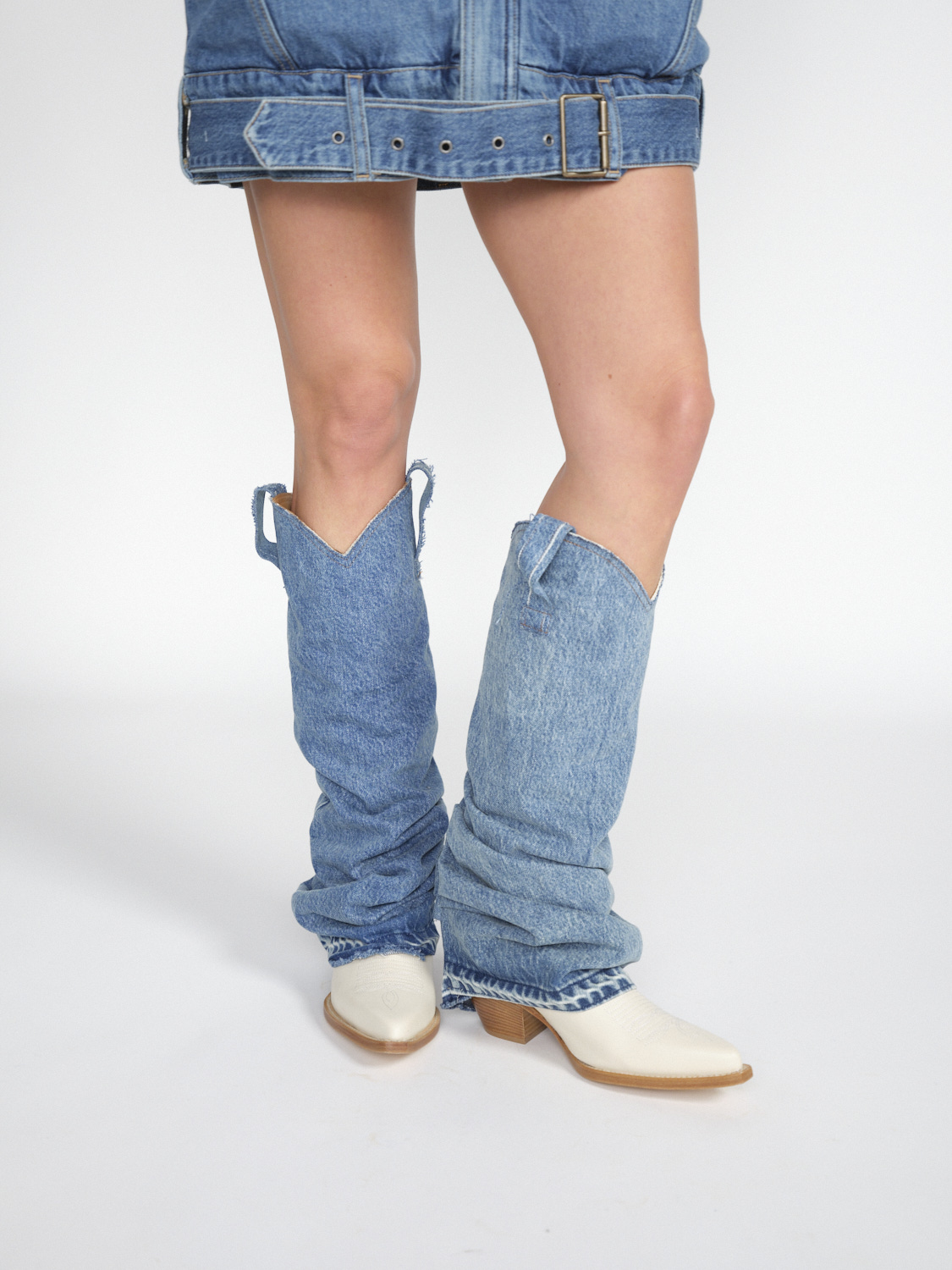 R13 Cowboyboots mit Denim-Stulpen  mehrfarbig 38