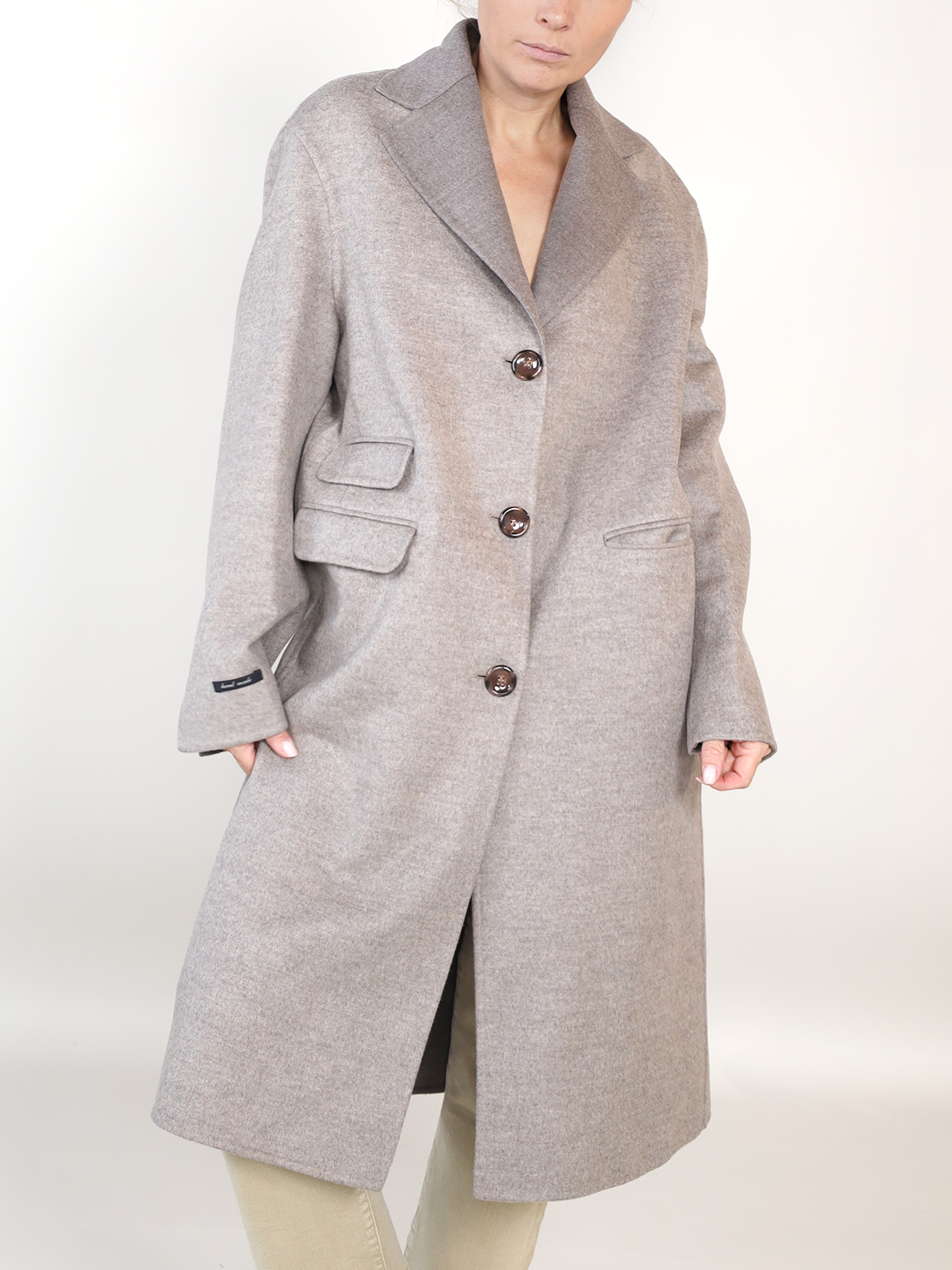 manzoni 24 Mantel aus Kaschmir und Wolle  taupe 34