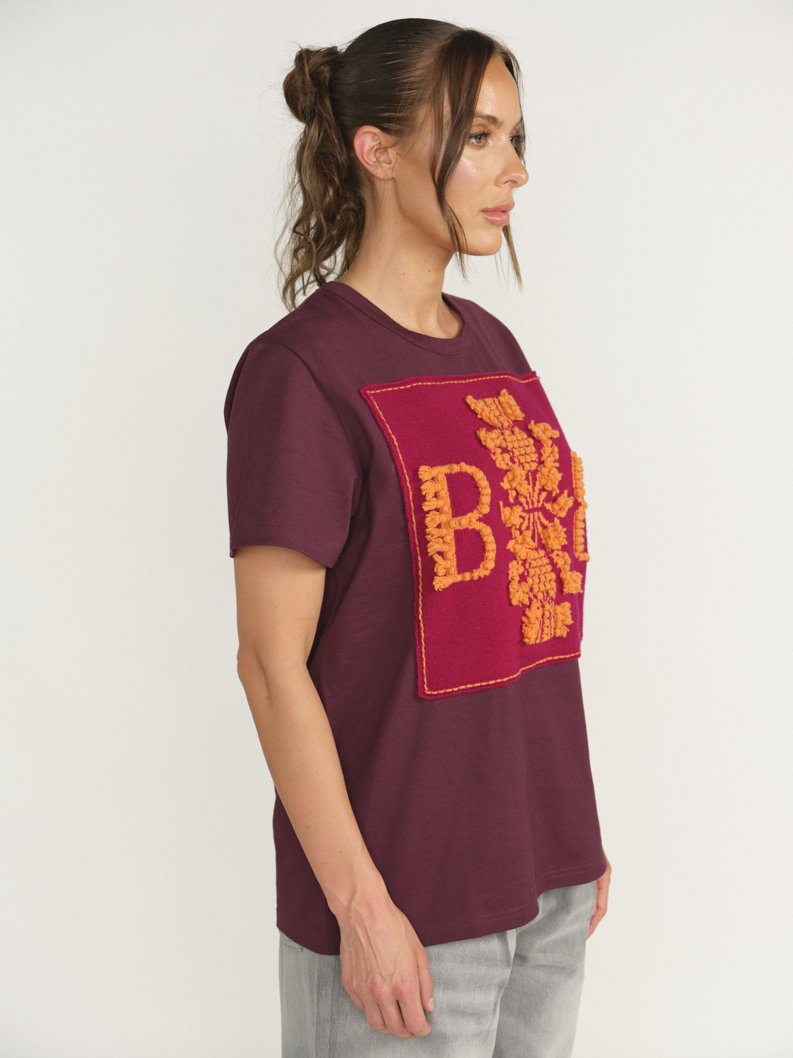 Barrie Barrie - Thistle - T - shirt with logo patch   brown L Barrie Barrie - Thistle - T - shirt with logo patch   brown L