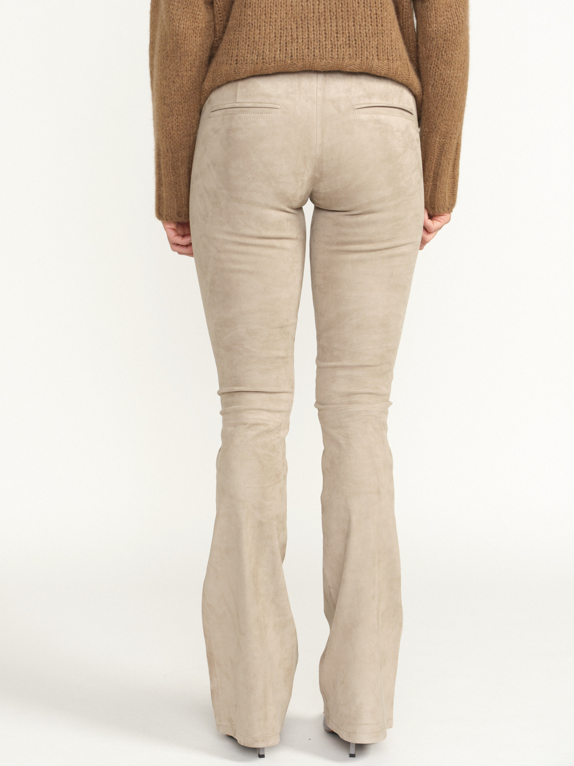 Arma Izzy - Pantalón con cintura elástica en piel de cordero beige 36