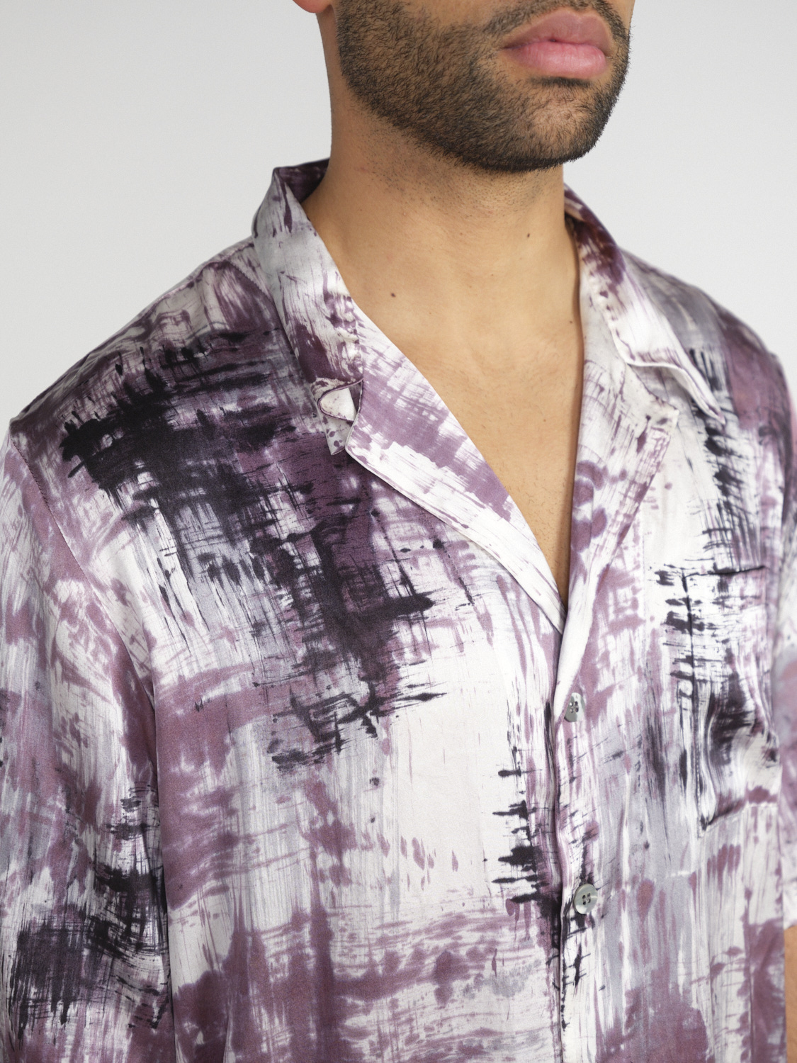 Avant Toi Kurzarm Seiden-Hemd mit Brushed-Effekten 	  mehrfarbig L