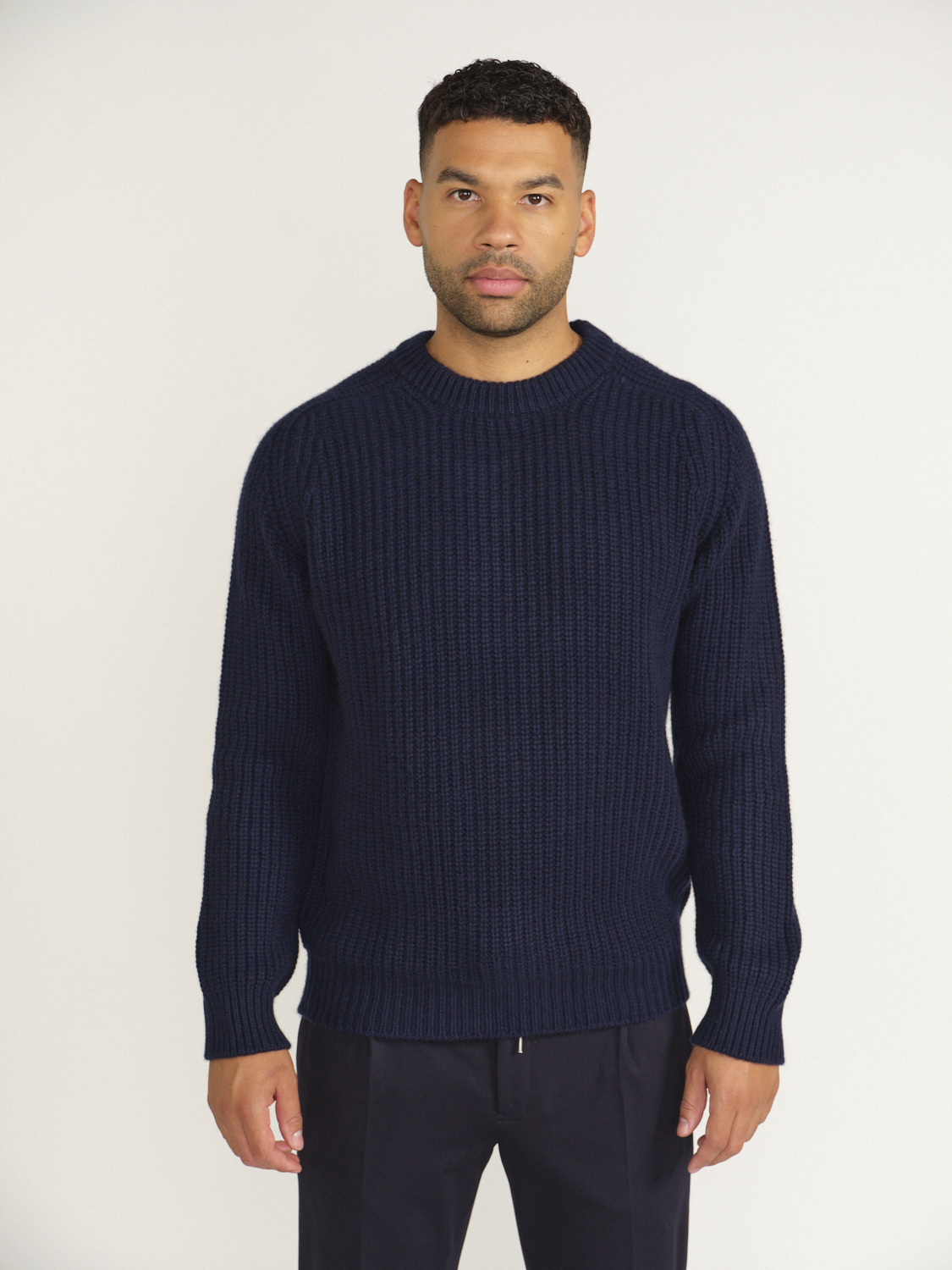 Stephan Boya Mood Rib Sweater – Pullover aus Rippenstrick navy M