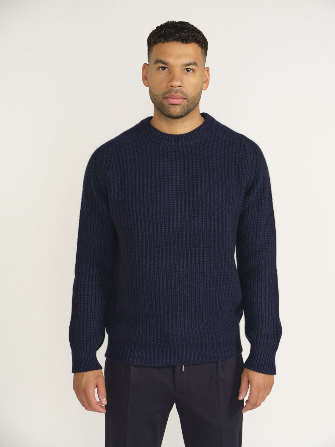 Stephan Boya Mood Rib Sweater – Pullover aus Rippenstrick navy XL