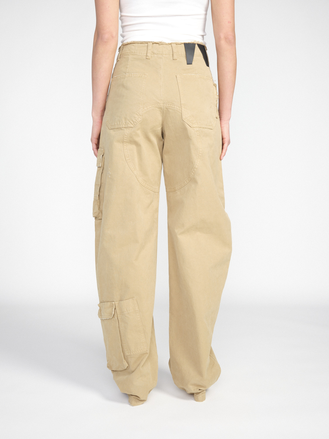 Darkpark Rosalind Denim – Oversized Cargo Hose aus Baumwolle   beige XS/S