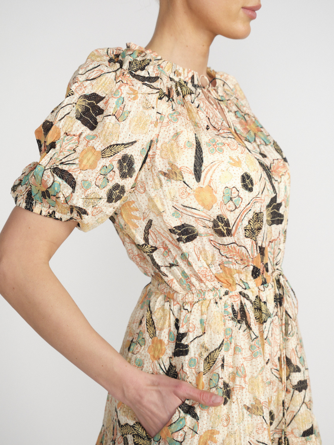 Ulla Johnson Sanna – Leichtes Kleid mit floralem Design   creme 34