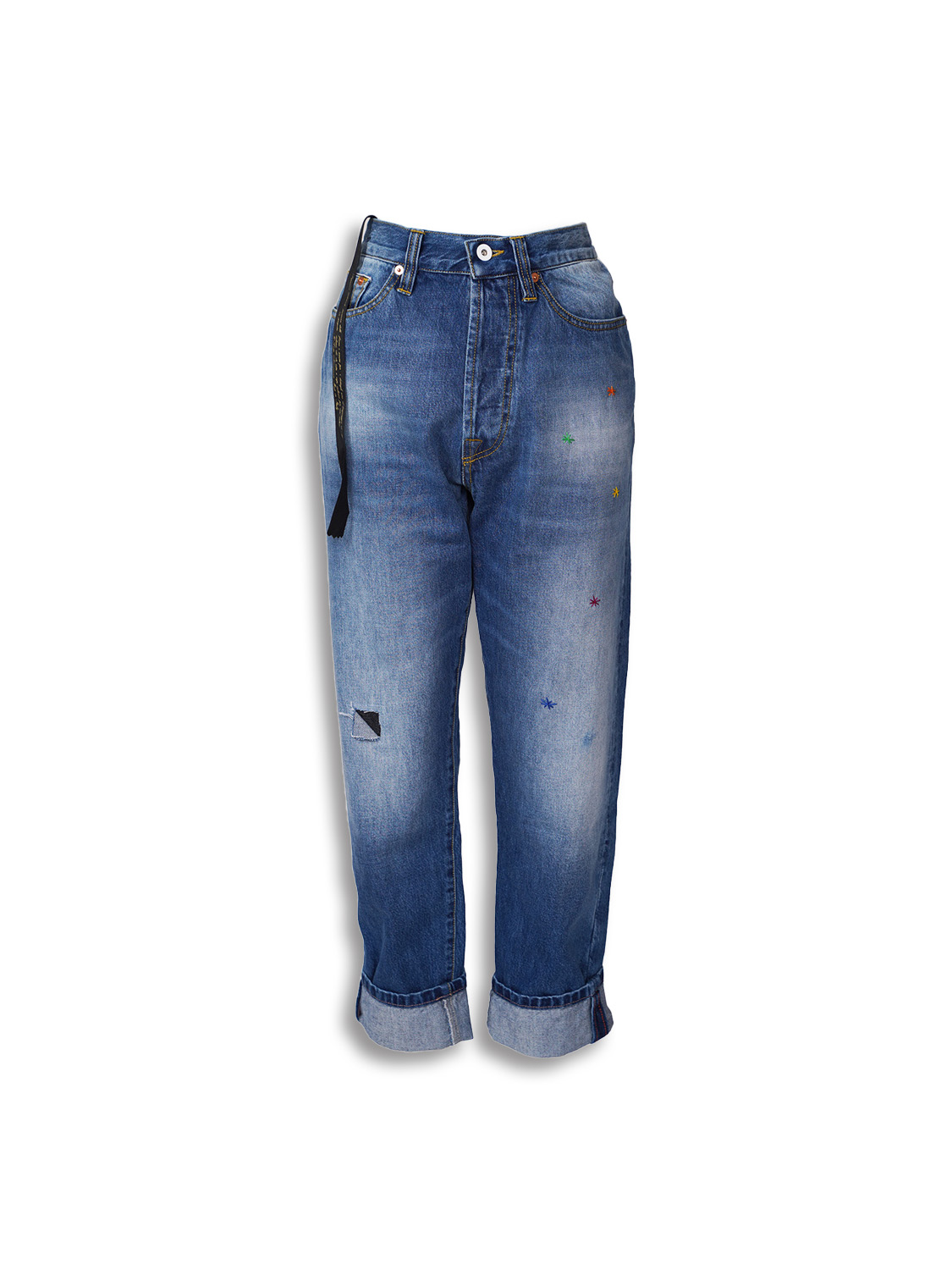 maurizio massimino Jose - Pantaloni in denim con toppe applicate blu 48