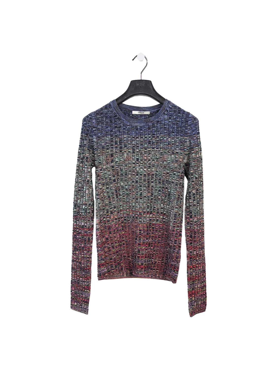 Multicolored sweater made from a wool-polyester blend