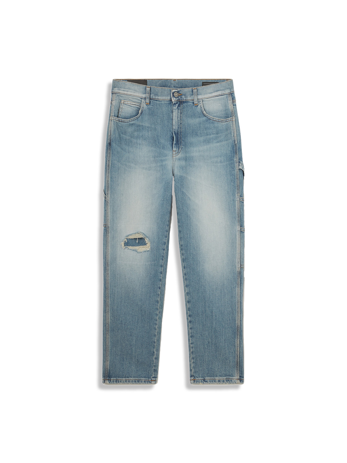 Locker geschnittene Jeans in Used-Optik aus Baumwolle