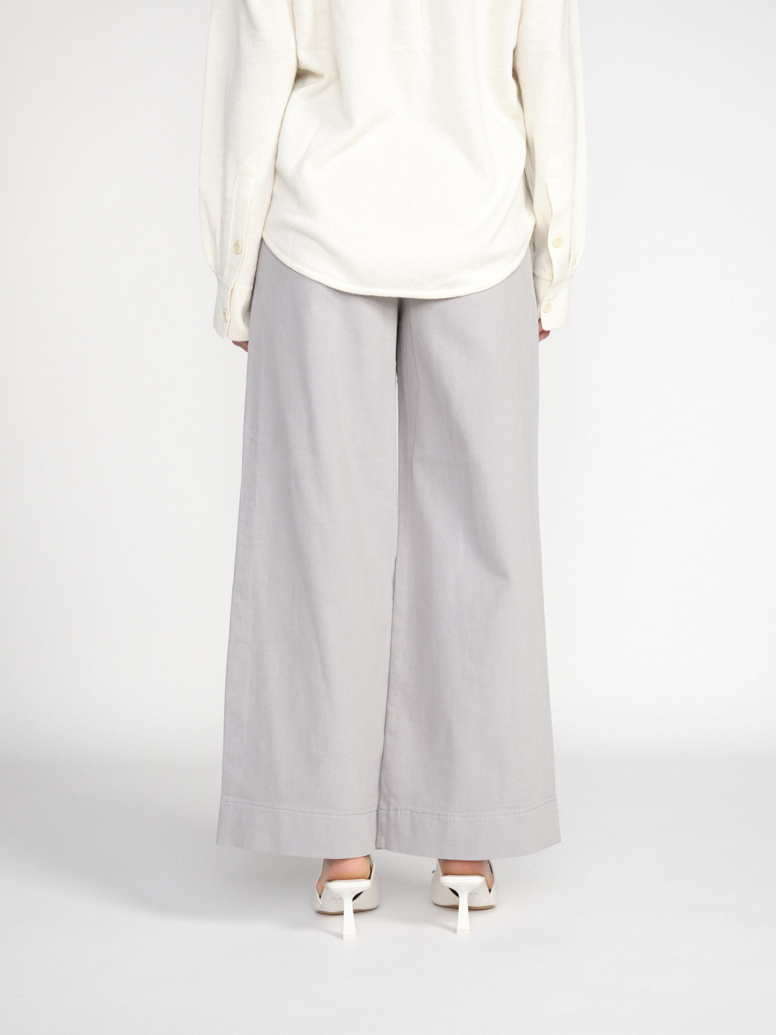 Gitta Banko Lola - Stretchy wide-leg cotton denim  grey XS/S