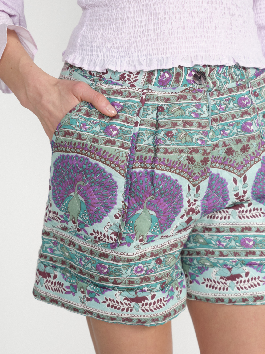 Antik Batik Tala – Weiche Baumwoll Shorts mit Muster   mint 36