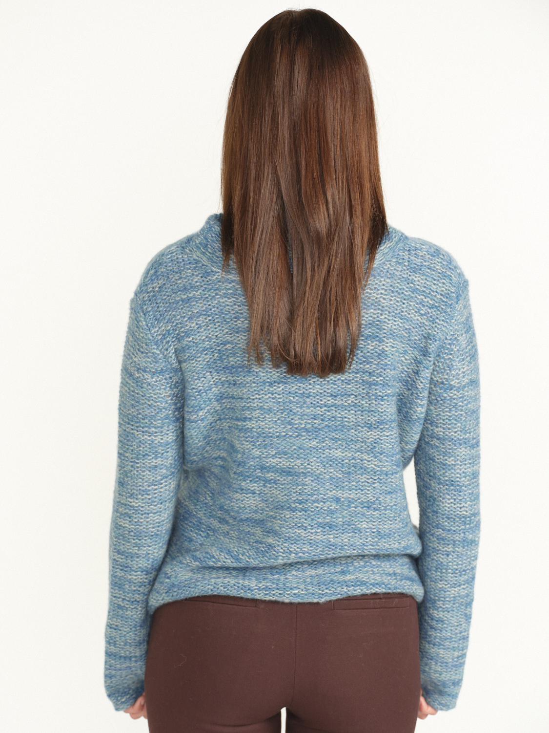 LU Ren Cachi - knitted sweater with stand-up collar in cashmere blue XS
