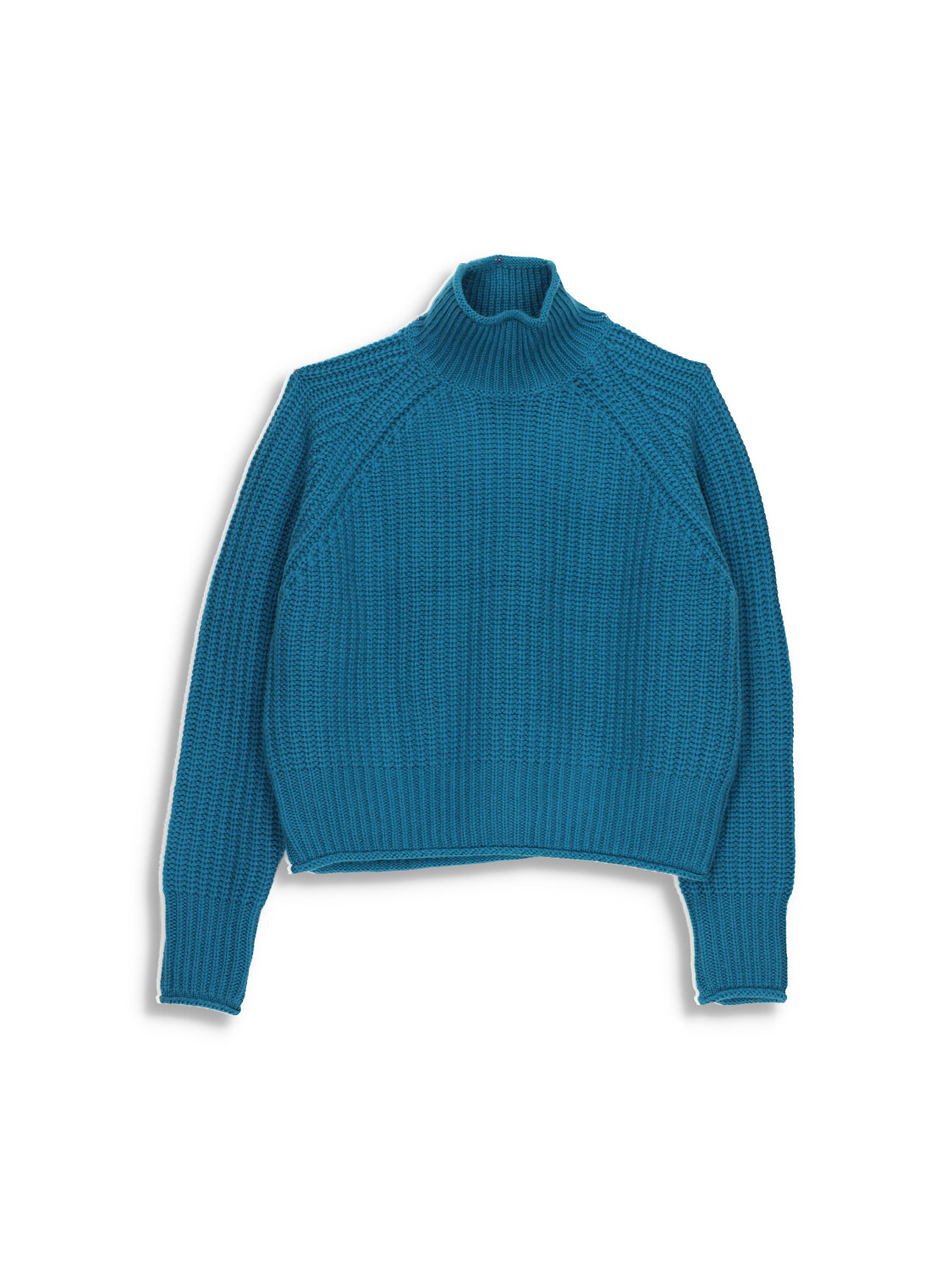 Wool knit sweater with stand up collar