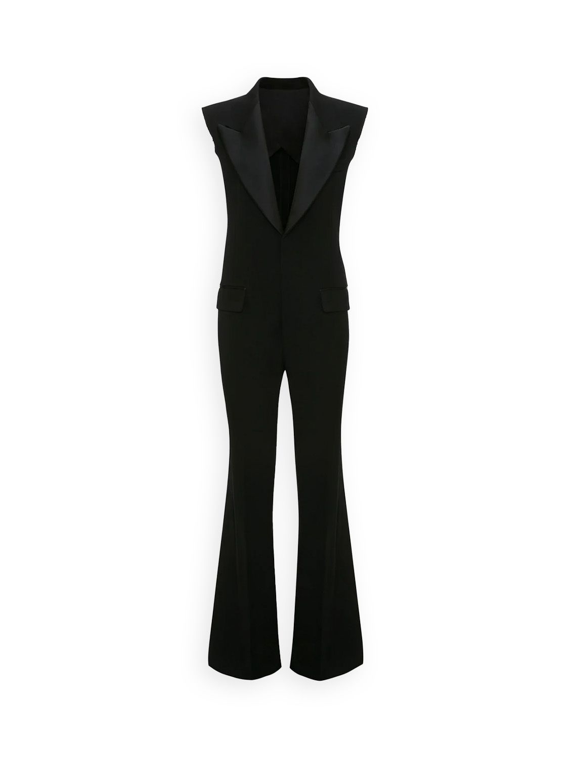 Victoria Beckham Ärmelloser Smoking-Jumpsuit aus Woll-Mix schwarz 34