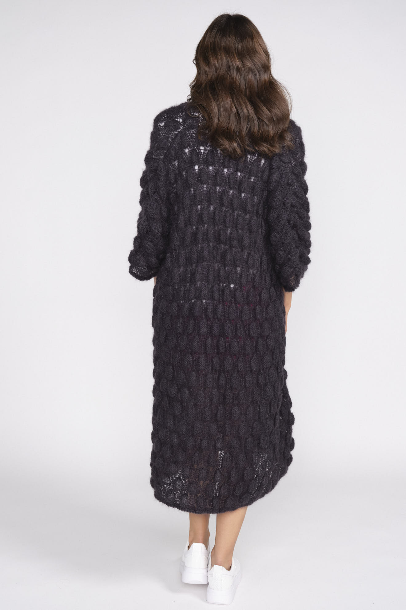 Letanne Emma Aline Lace Vest - Angora wool cardigan short sleeve black