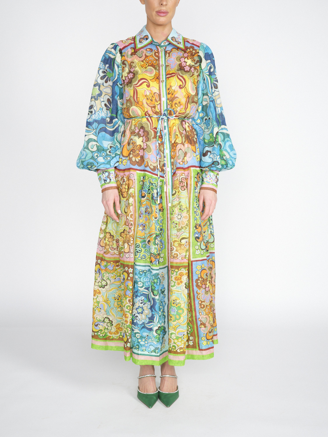 Alemais Evergreen - Vestito midi con disegno artistico colorato  multicolore 38