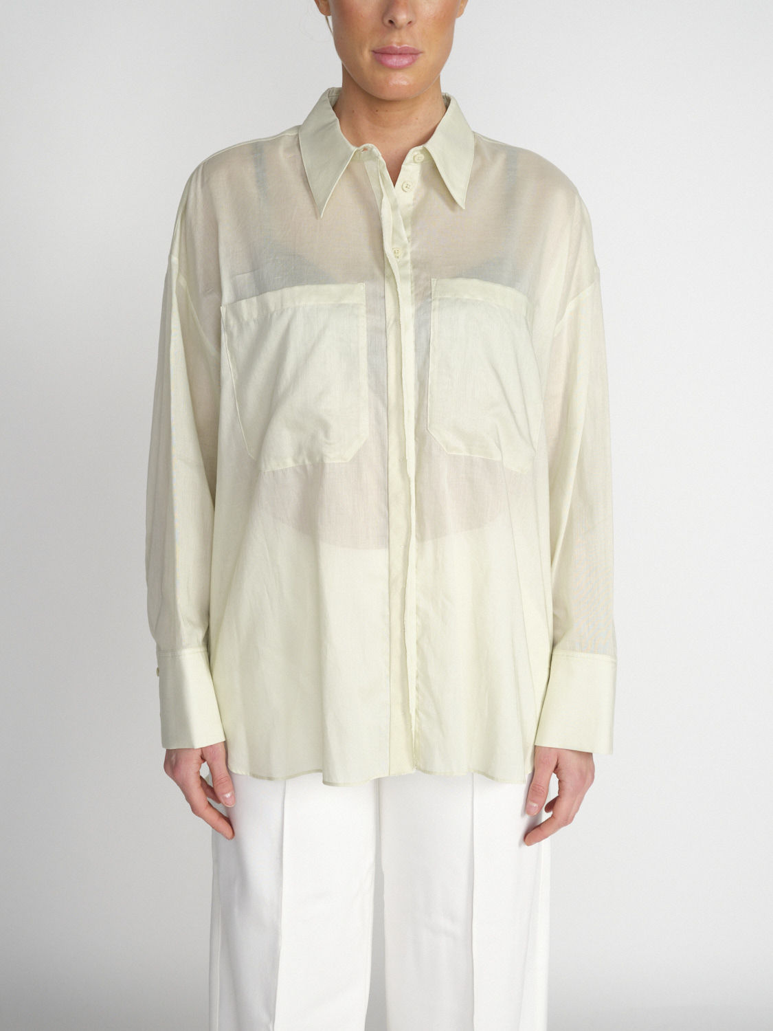 Dorothee Schumacher Fantasy - Leicht transparente Bluse aus Baumwolle 	  hellgrün S