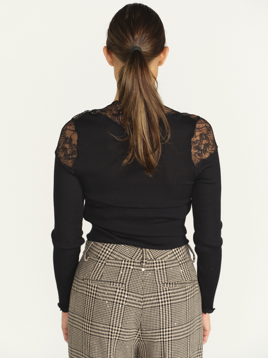 Oscalito Balza - long sleeve top with lace details  black L