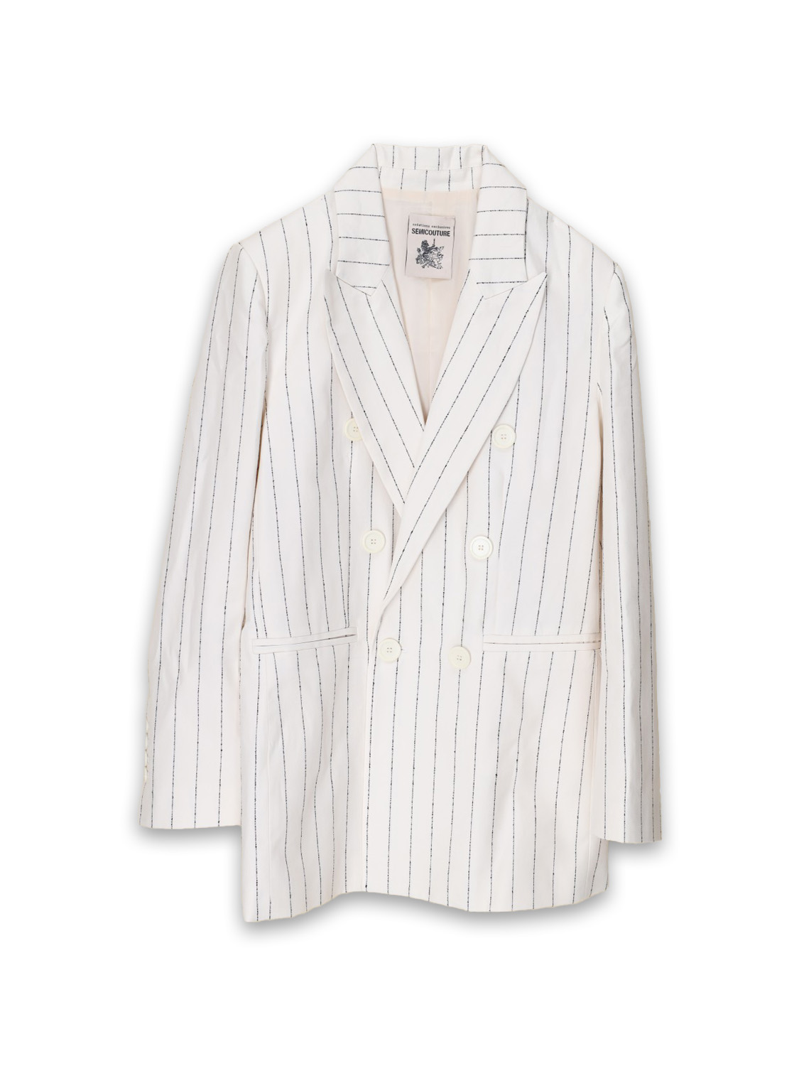 Semicouture Cotton blazer with pinstripe pattern  creme 36