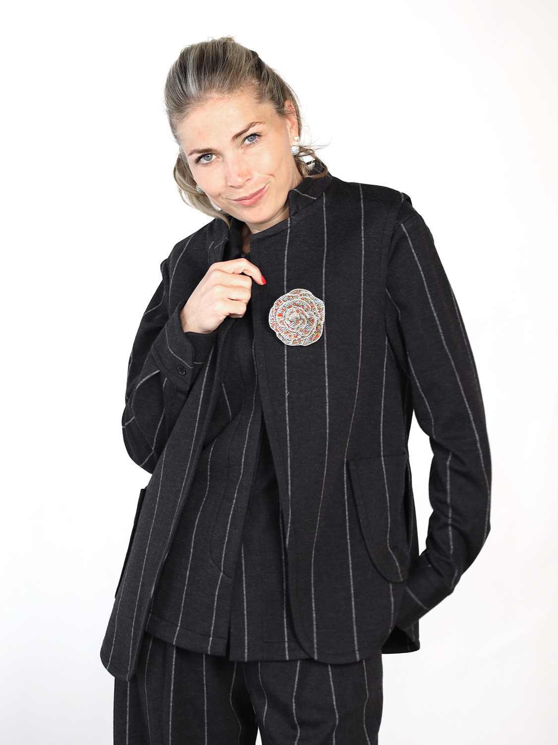 Odeeh Vest – Pin-striped vest   anthrazit 34