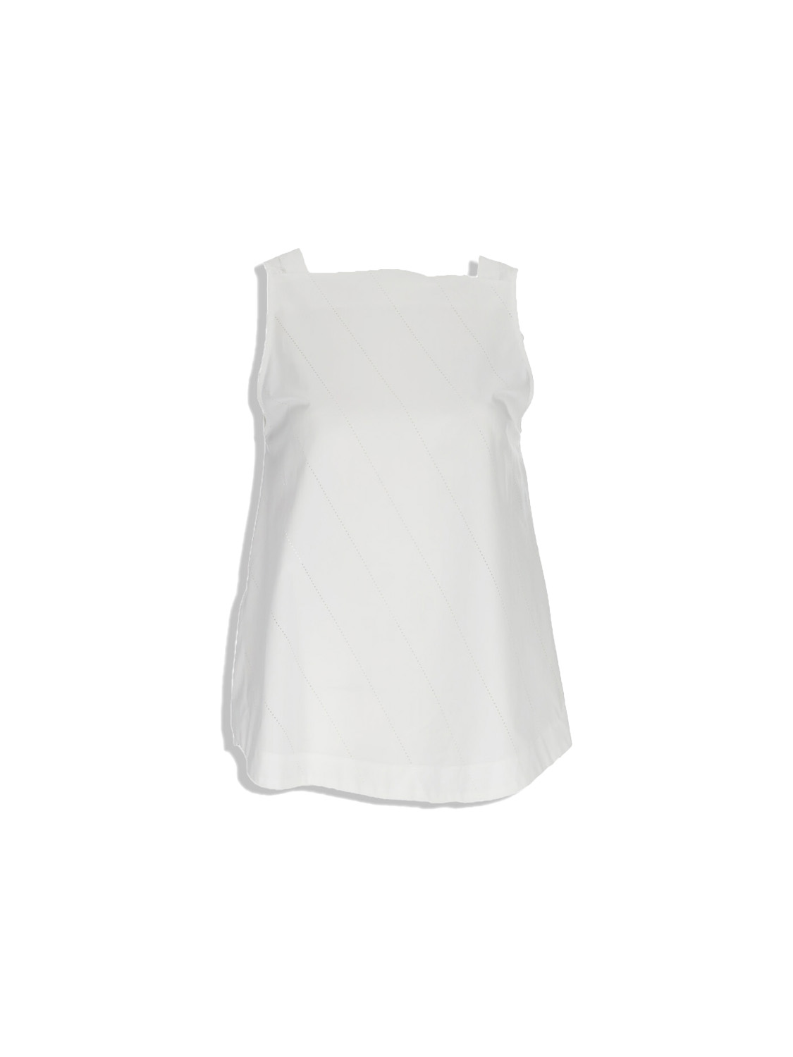 Sleeveless blouse with perforated design in cotton