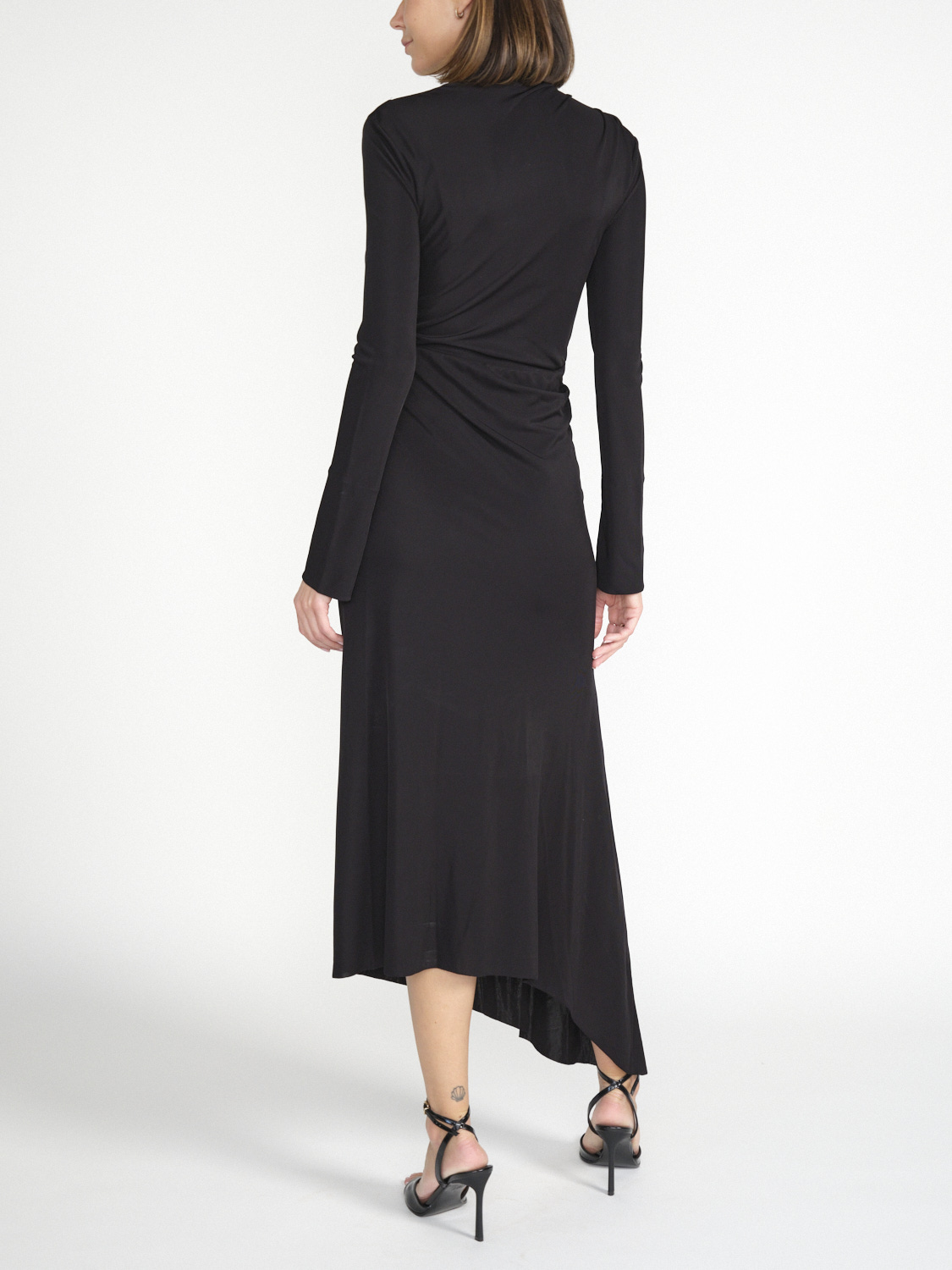 Victoria Beckham High Neck – Midikleid mit drapierter Taille schwarz 34 Victoria Beckham High Neck – Midikleid mit drapierter Taille schwarz 34