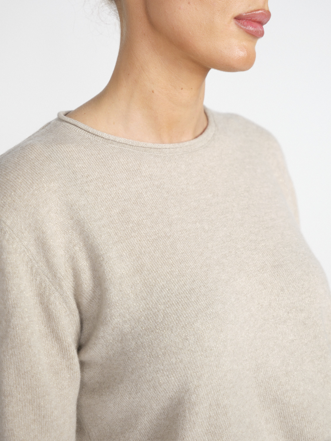 Lisa Yang Ida - Lightweight cashmere jumper with glitter effects  beige XS/S