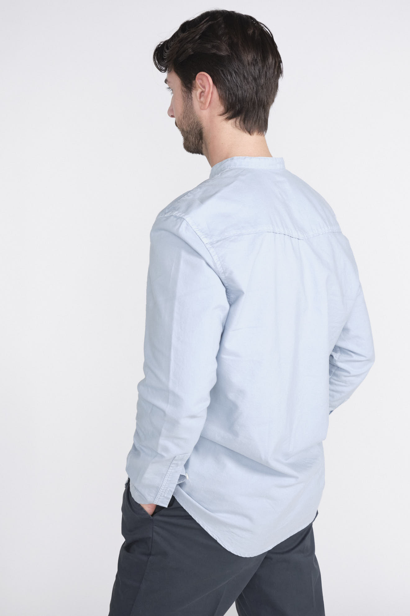 Dondup Langarm Bluse mit Stehkragen aus Baumwolle blau M