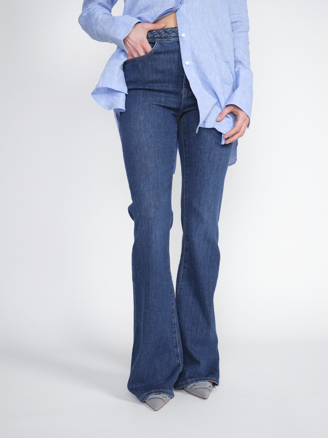 Frame Braided Waistband – Stretchige Baumwoll Jeans mit Schlag blau 29