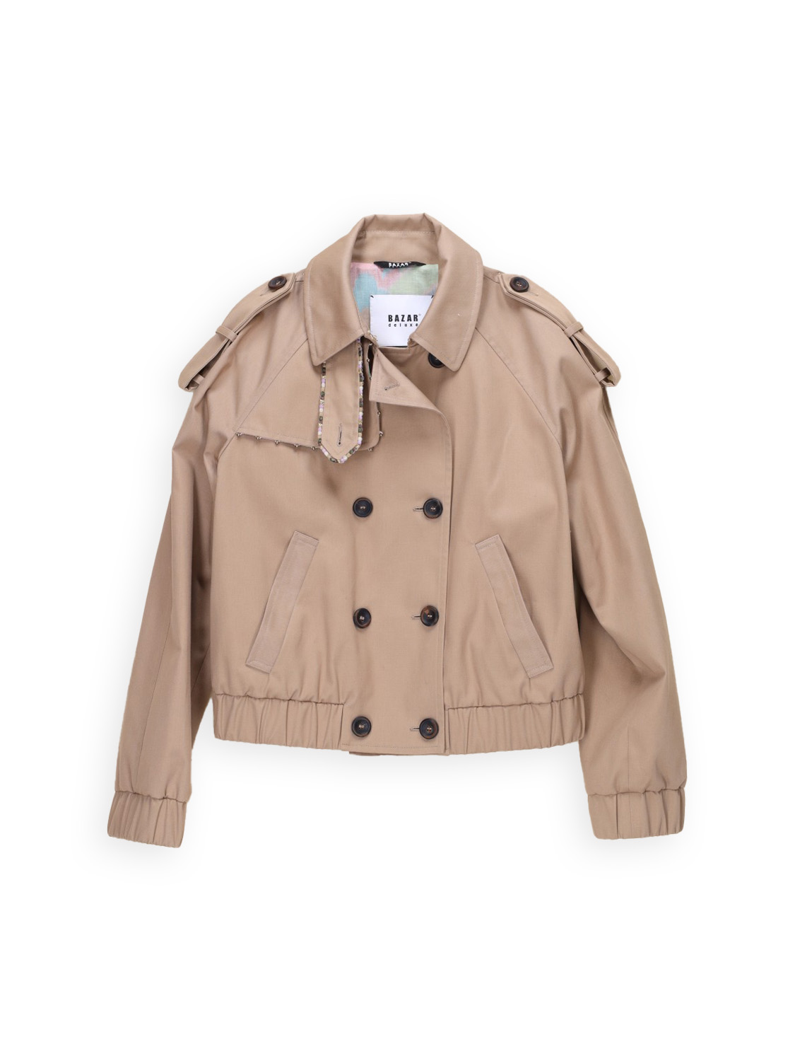 Short trench coat with lurex details 