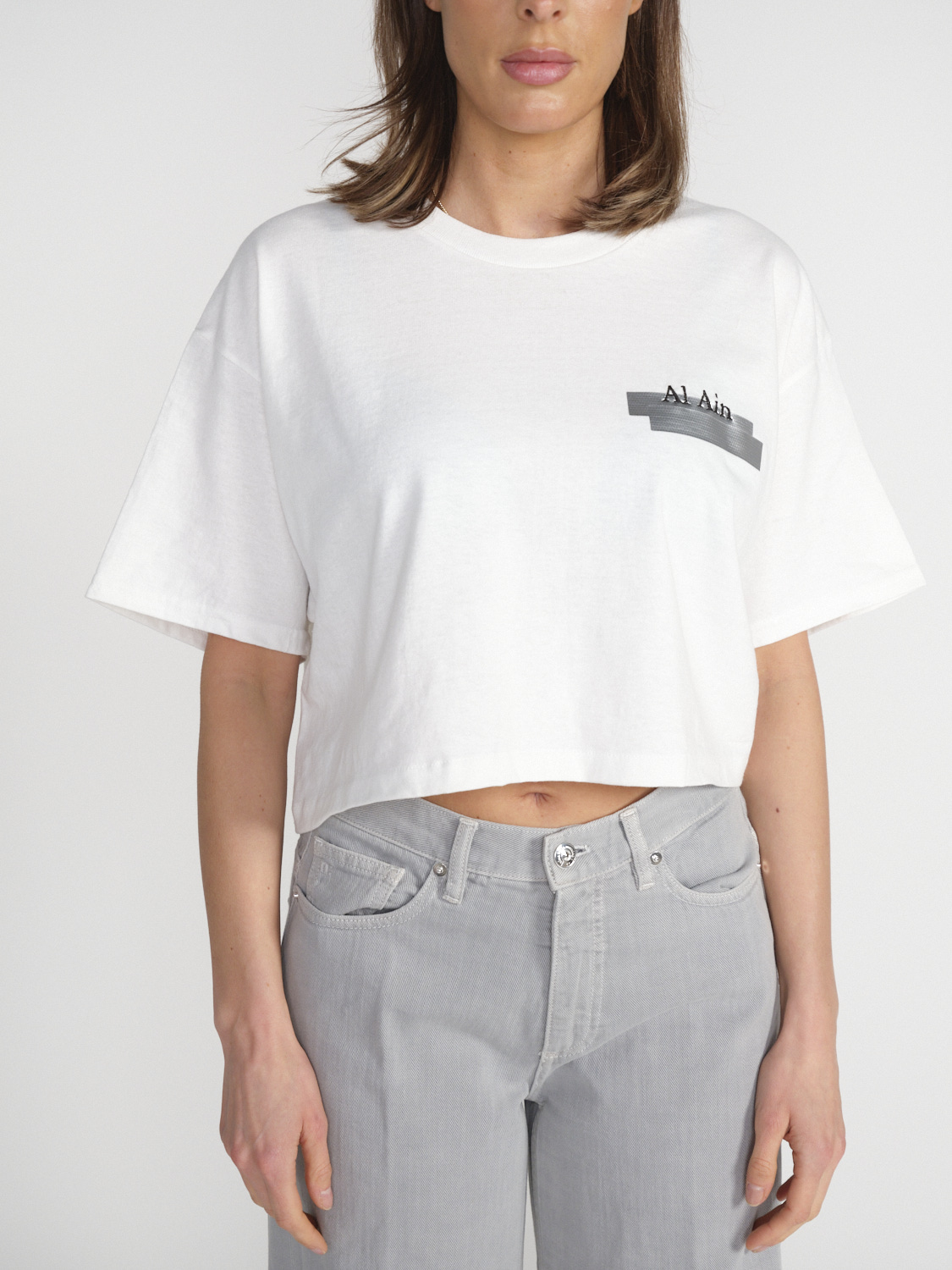 Al Ain Cropped T-Shirt mit Muster  weiß S/M