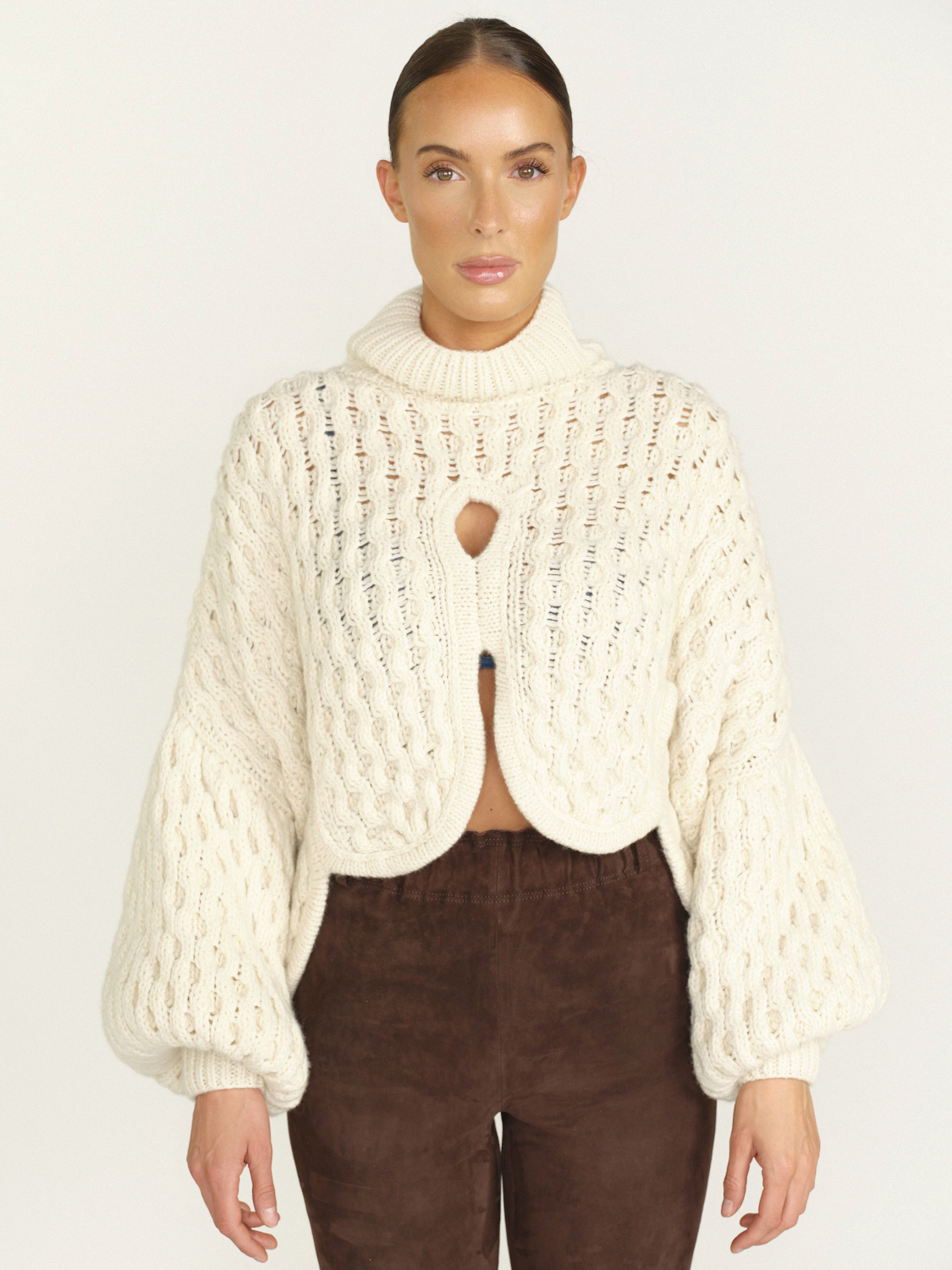 Letanne Oversized cashmere turtleneck sweater white One Size