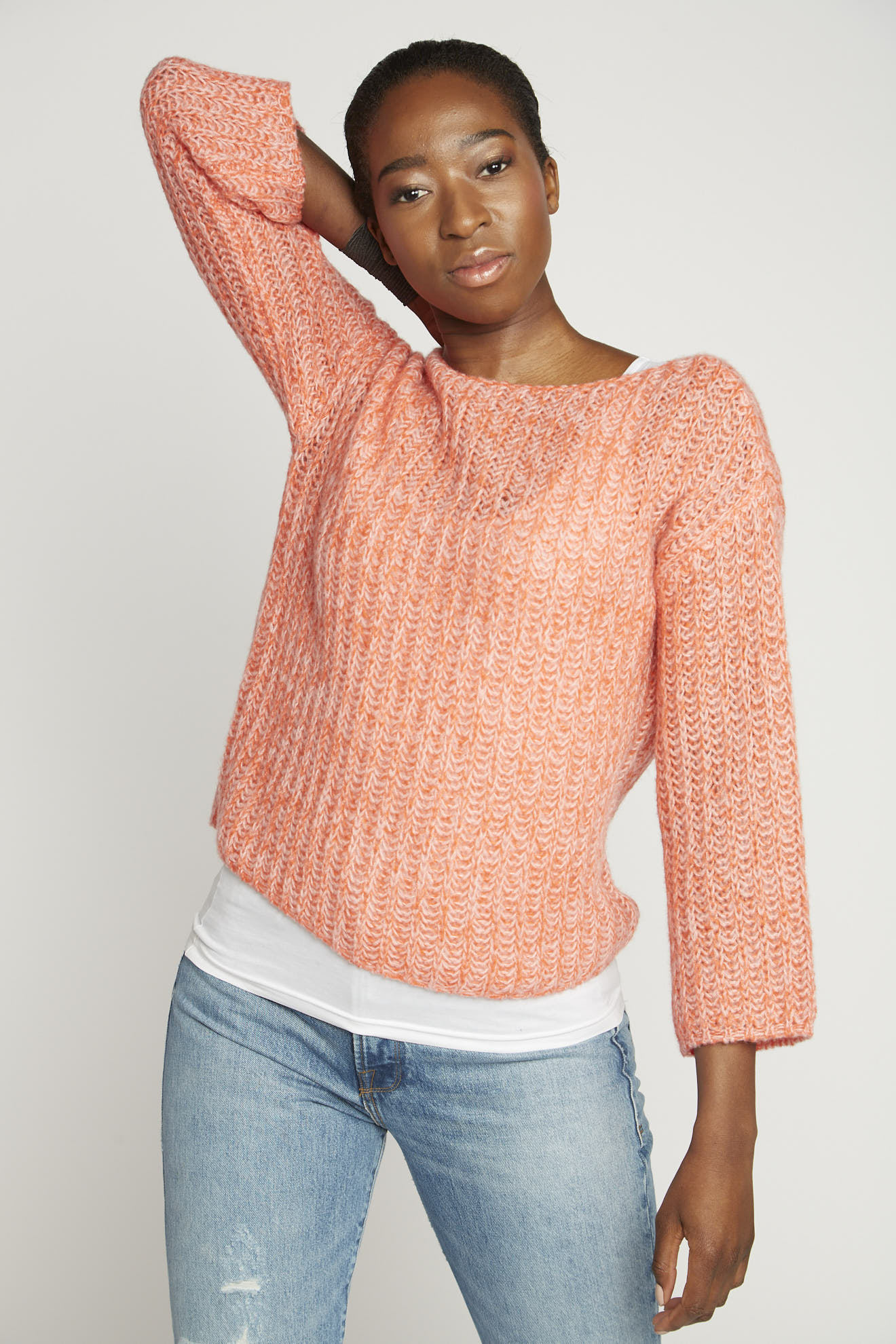 luren pulli orange einfarbig model style