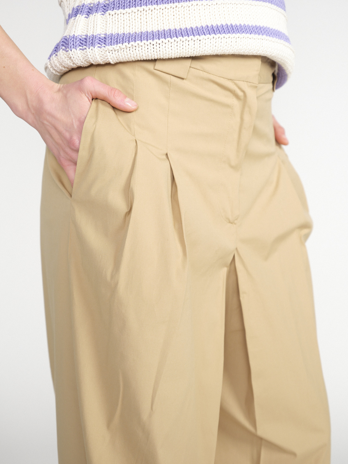 Semicouture Pantaloni leggeri a gamba ultralarga in cotone   beige 38