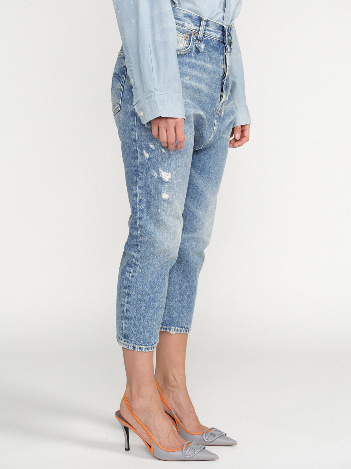 R13 R13 Boyfriend Jeans im Used Look blau 27 R13 R13 Boyfriend Jeans im Used Look blau 27