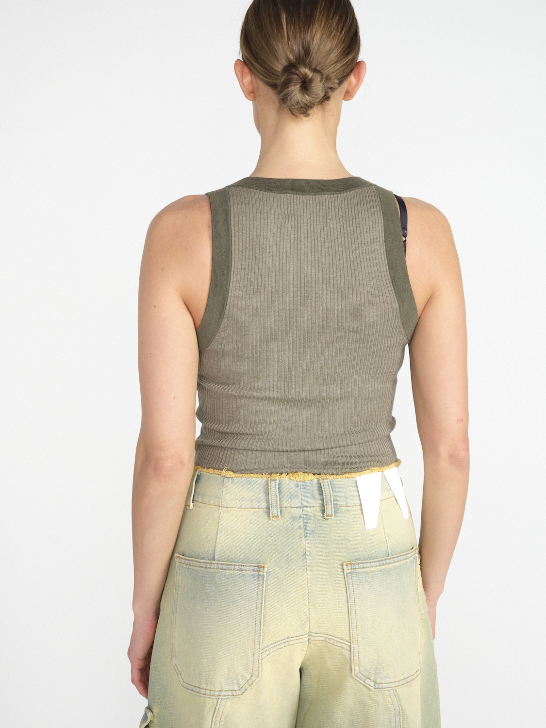 Kujten Nael – Colorblock top made from a silk-cashmere mix  khaki S/M