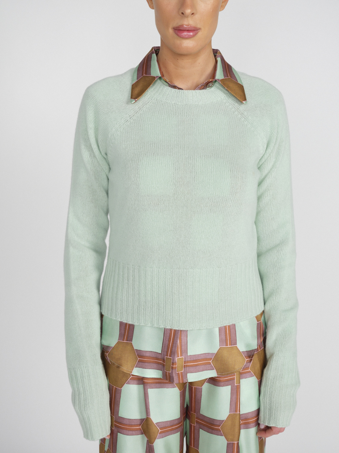 Roberto Collina Cropped jumper made from a merino-cashmere blend  green S