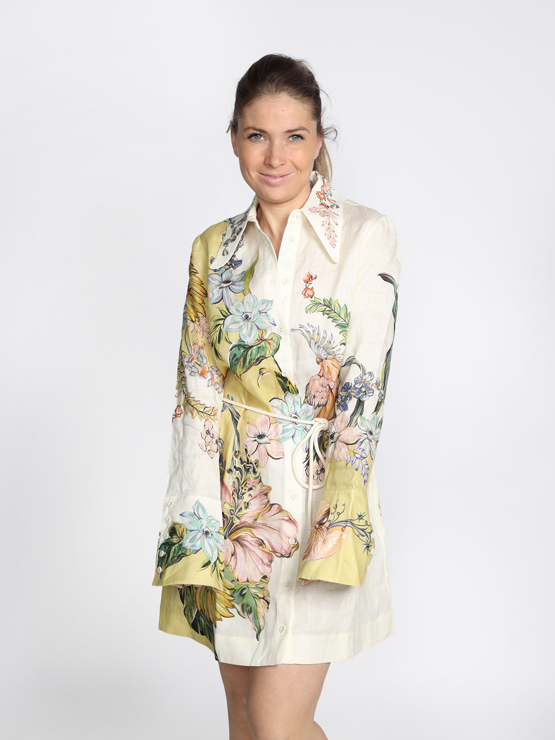 Alemais Oleander - Minikleid aus Leinen multi 38