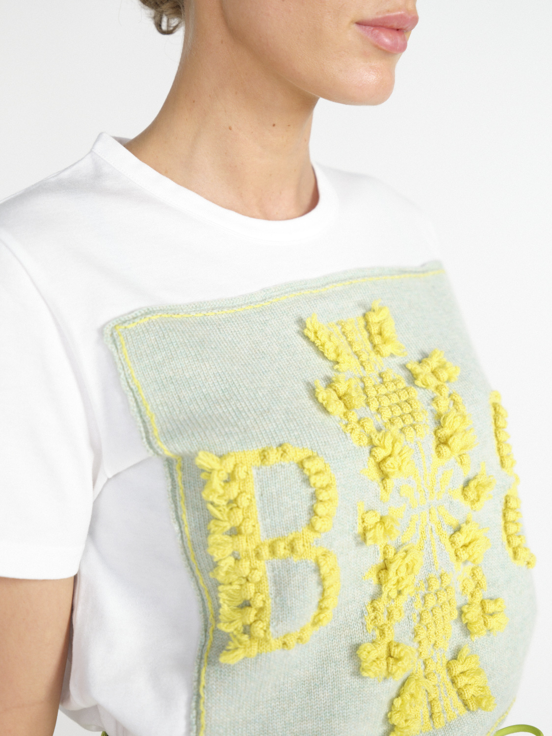 Barrie Thistle Logo Top - T-shirt with cashmere application  hellgrün XS