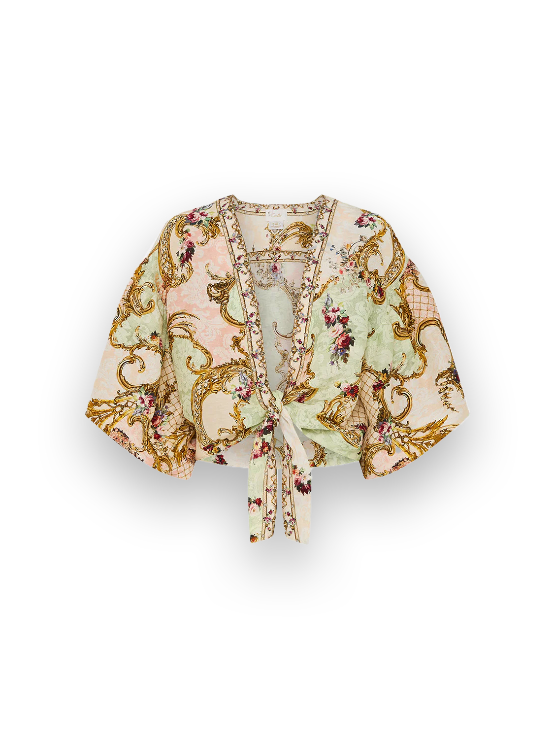 Blouse with floral pattern and decorative borders 