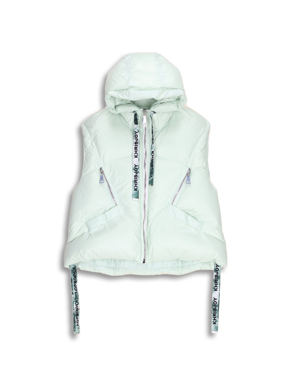 Puff Shiny Vest - Puffer vest with hood