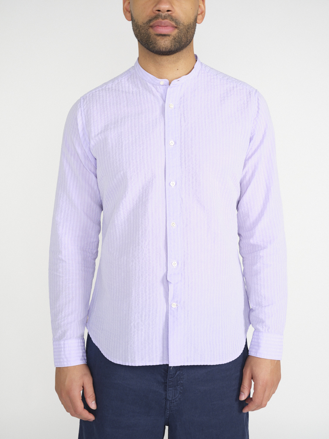 Tintoria Mattei 954 Cotton and linen shirt  purple 42