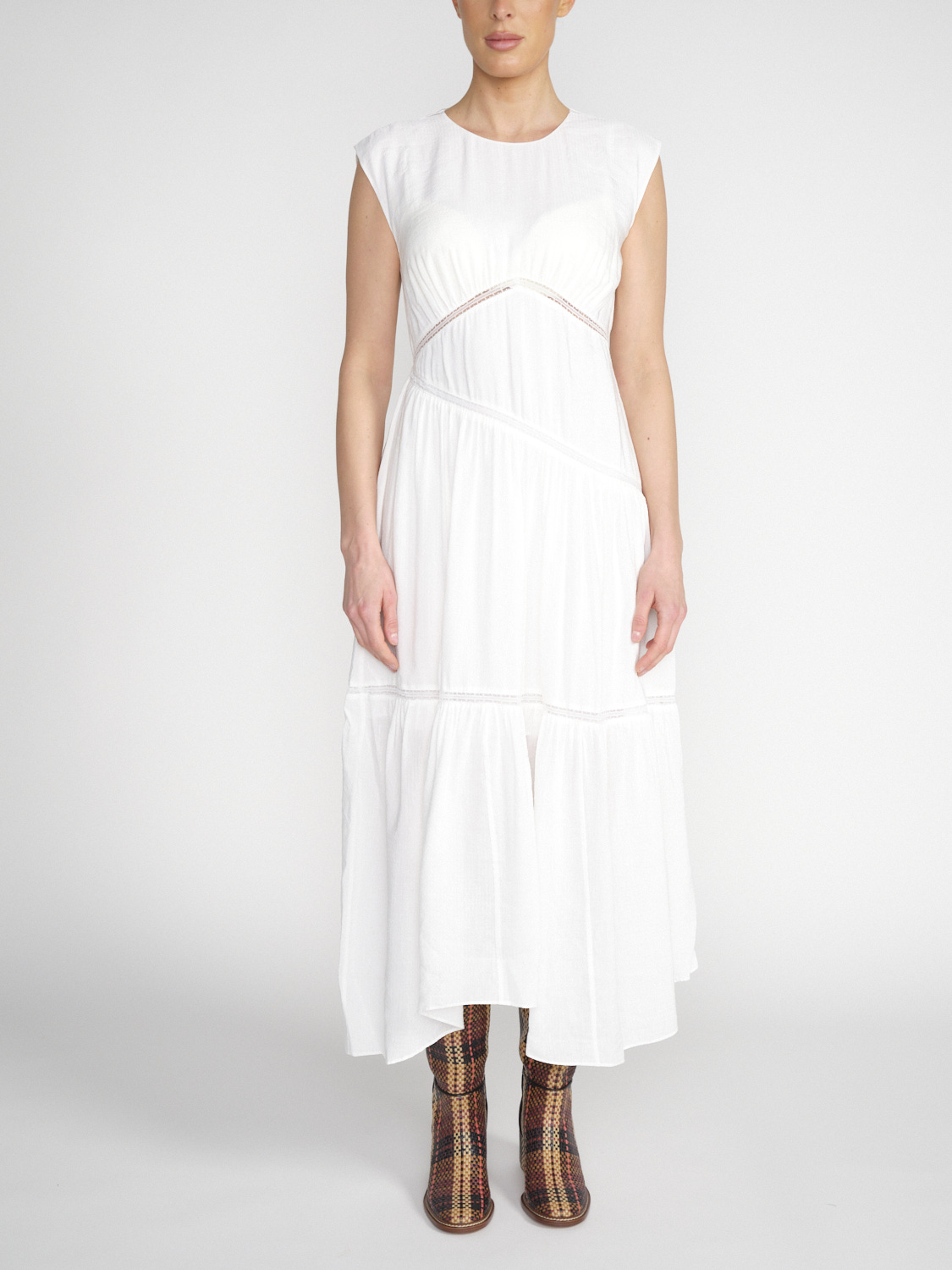Frame Gathered – Leichtes Leinen-Kleid   white M
