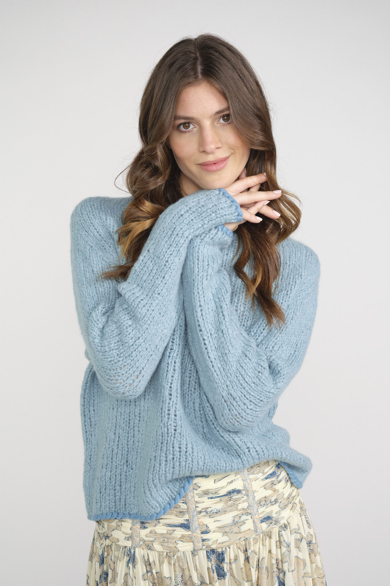 wommelsdorf sweater blue plain cotton