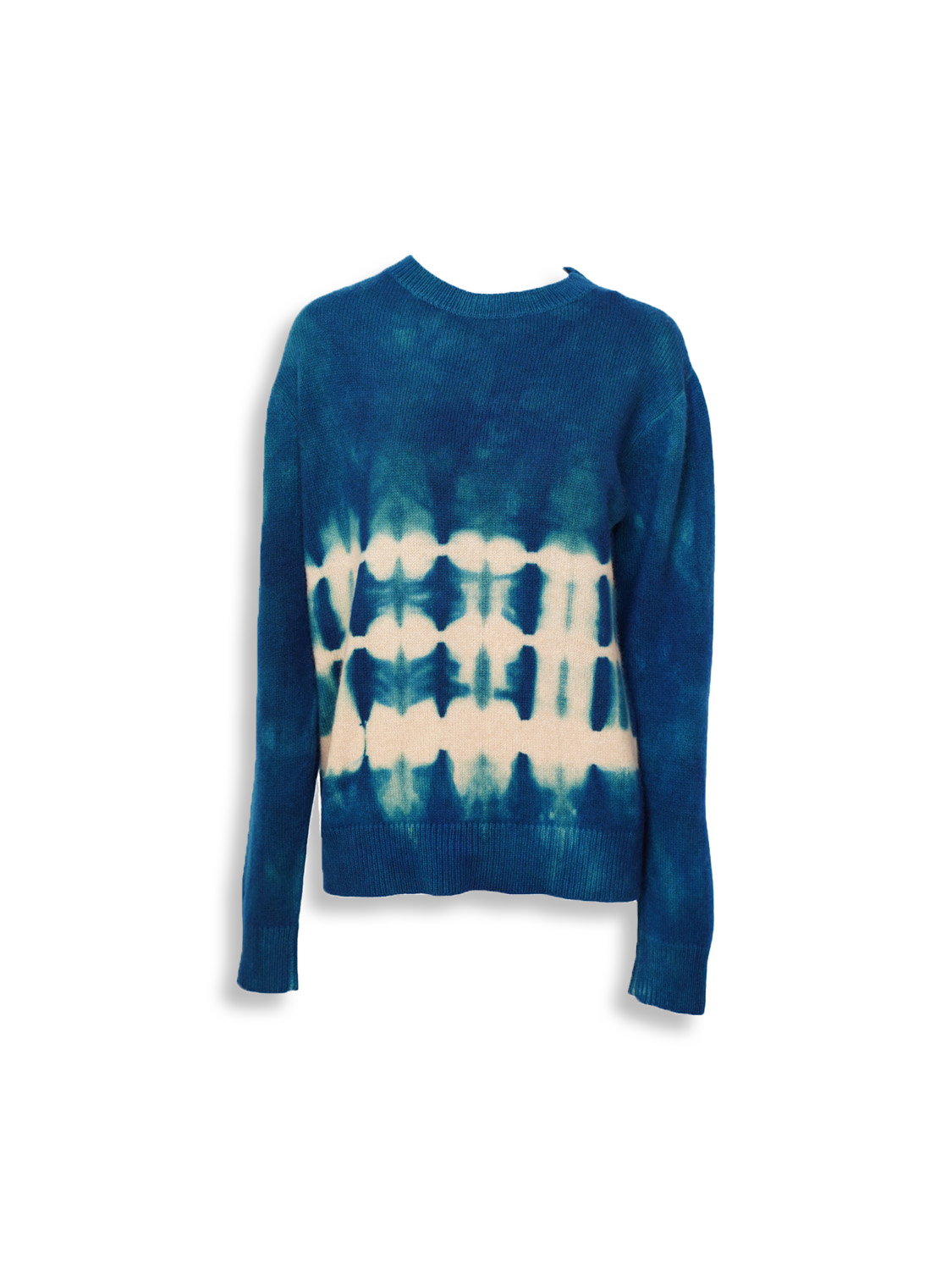 vision crew - long sleeve cashmere sweater with batik pattern