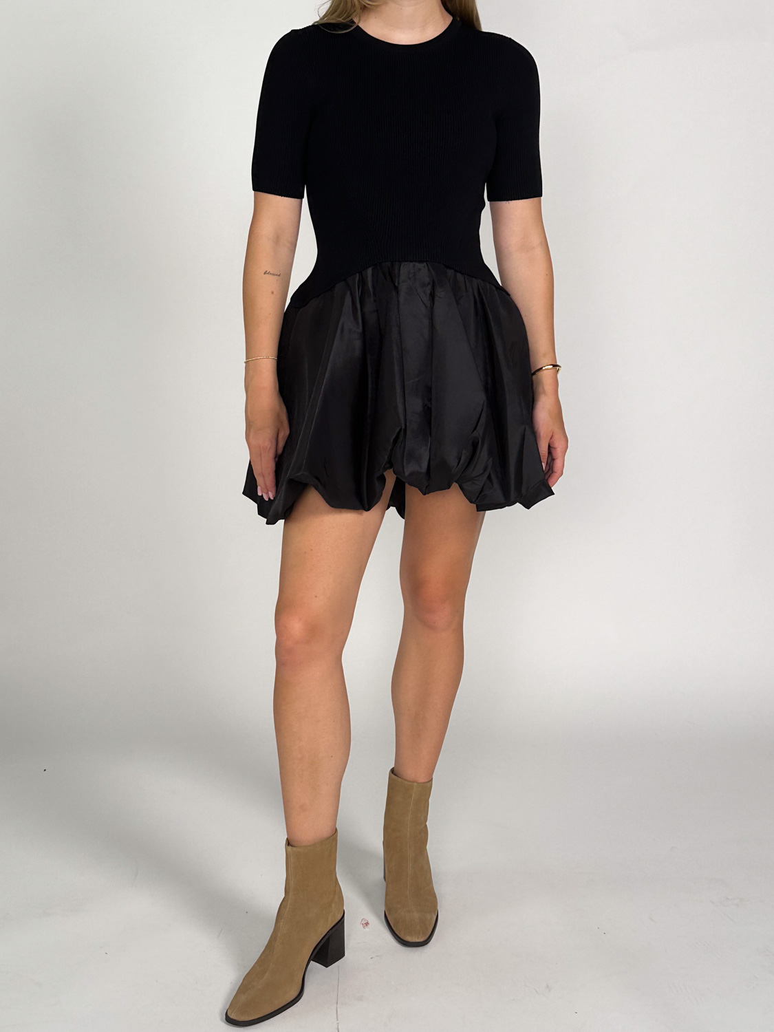 Simkhai Kenny knit mini dress with balloon skirt black S Simkhai Kenny knit mini dress with balloon skirt black S
