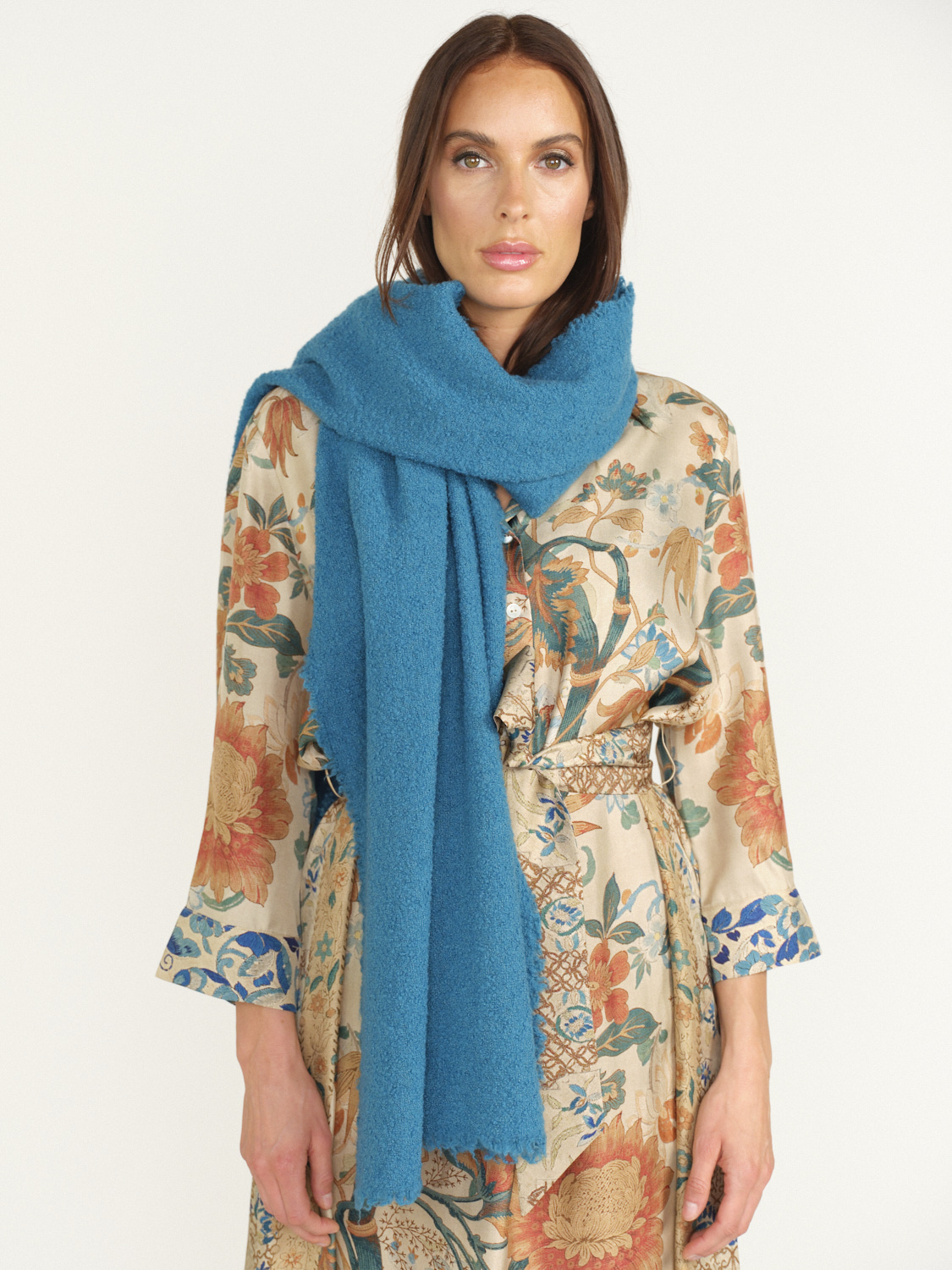 Faliero Sarti Alexia - Écharpe rectangulaire en laine et cachemire blau Taille unique