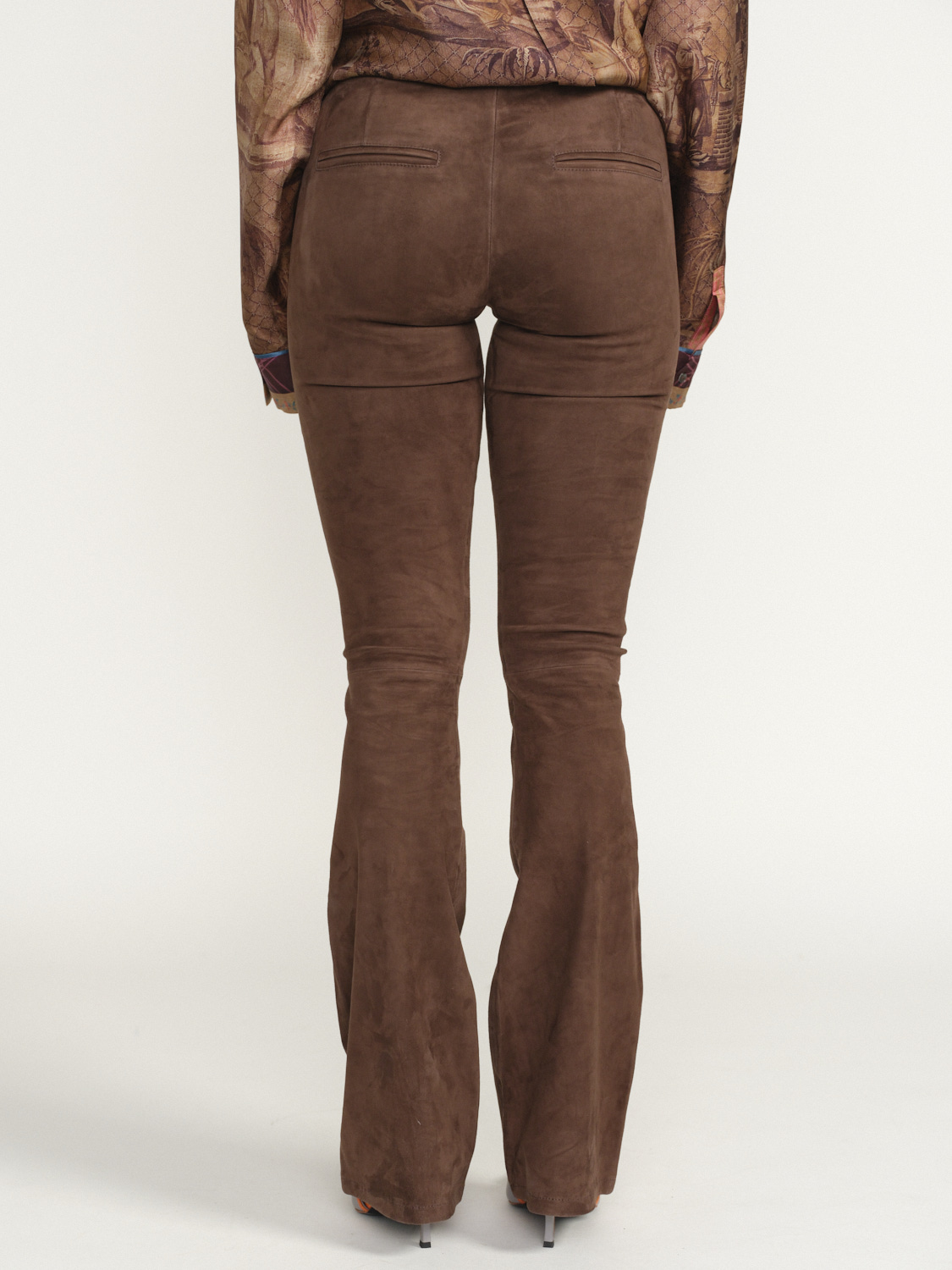 Arma Izzy - Pantalon avec ceinture élastique en cuir d'agneau Couleur : gris Taille : 34 marron 34